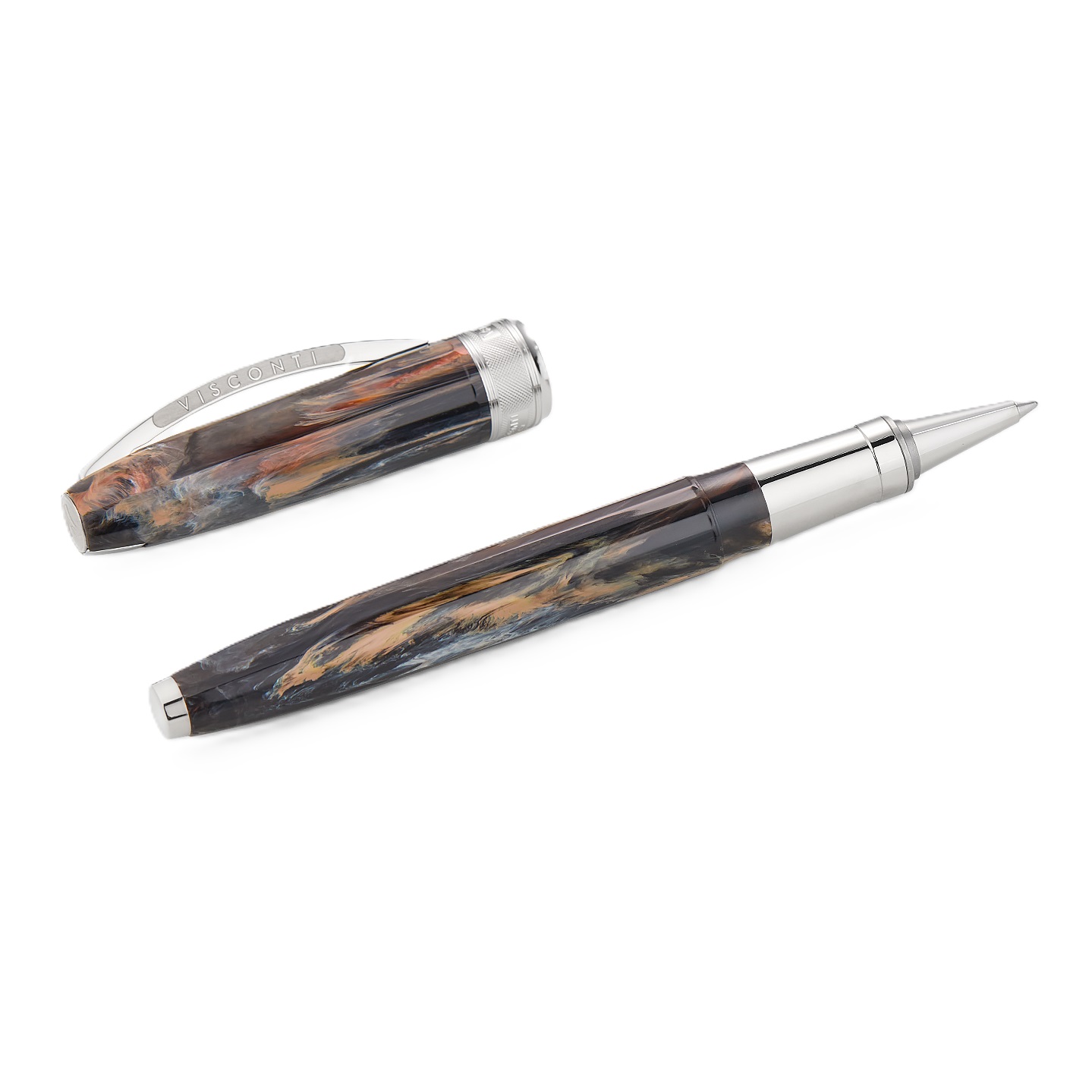 Visconti Van Gogh 'Starry Night' Füllfederhalter – Naturfarben Mit Mitternachtsblauem Harz, Verchromter Clip, In Geschenkbox